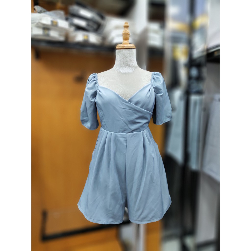 Jumpsuit Cổ Đắp Chéo (XÁM+ĐEN)