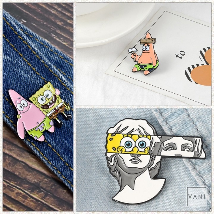 Ghim Cài Áo, Balo, Túi Xách Hình Bọt Biển SpongeBob / SAO BIỂN - Vani Store [VPP00166-1]