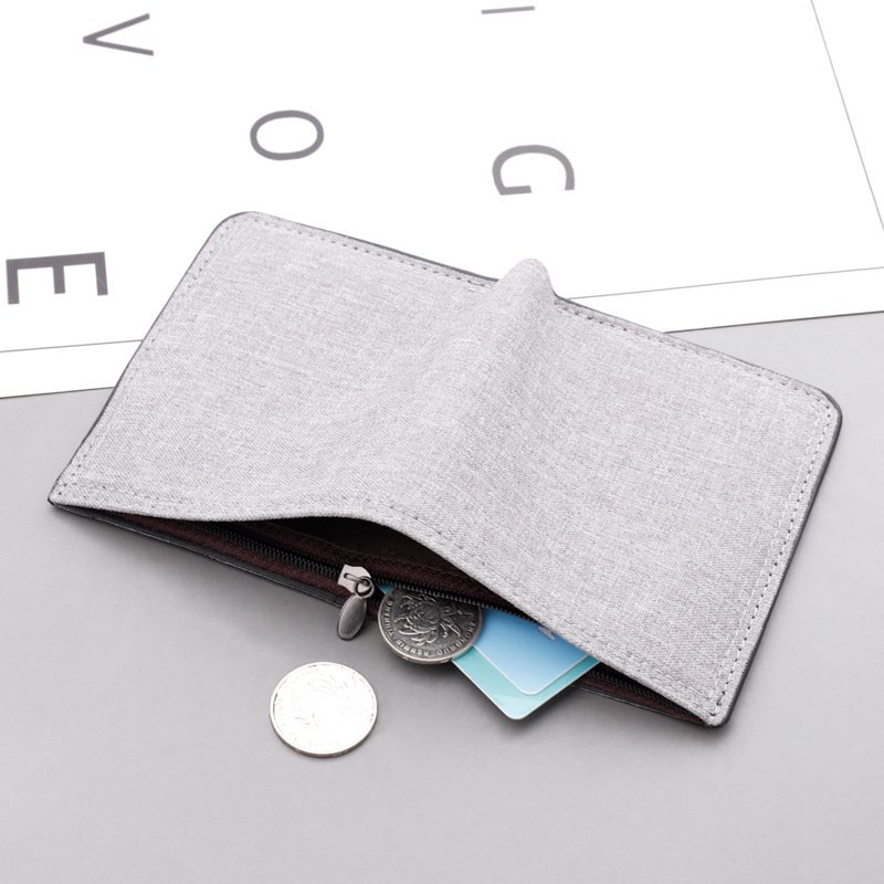Ví vải nam Jolizeon dáng đứng trơn nhỏ gọn cầm tay, Bóp nam vải cao cấp mini dáng đứng nhiều ngăn tiện lợi - V112