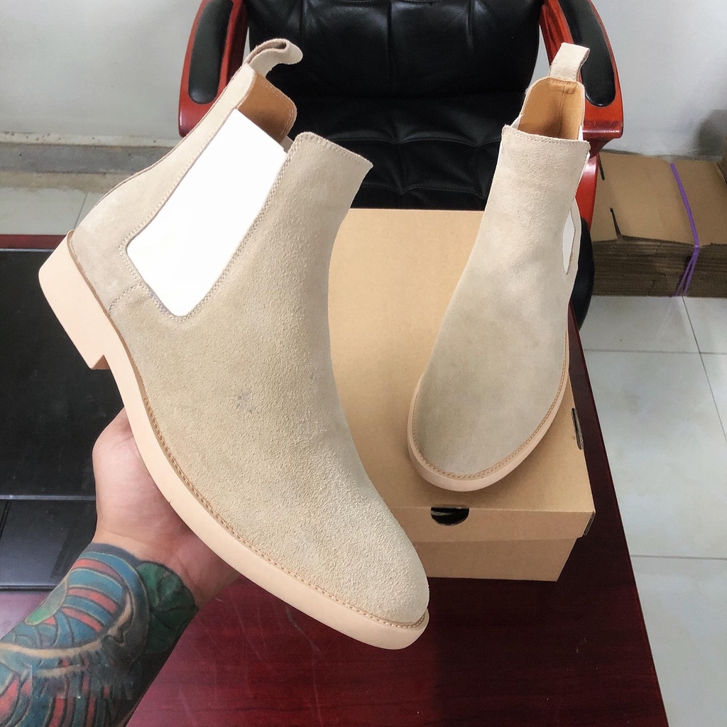 Chelsea Boots Da Lộn Màu Tan Boots Nam Tăng Cao Bí Mật