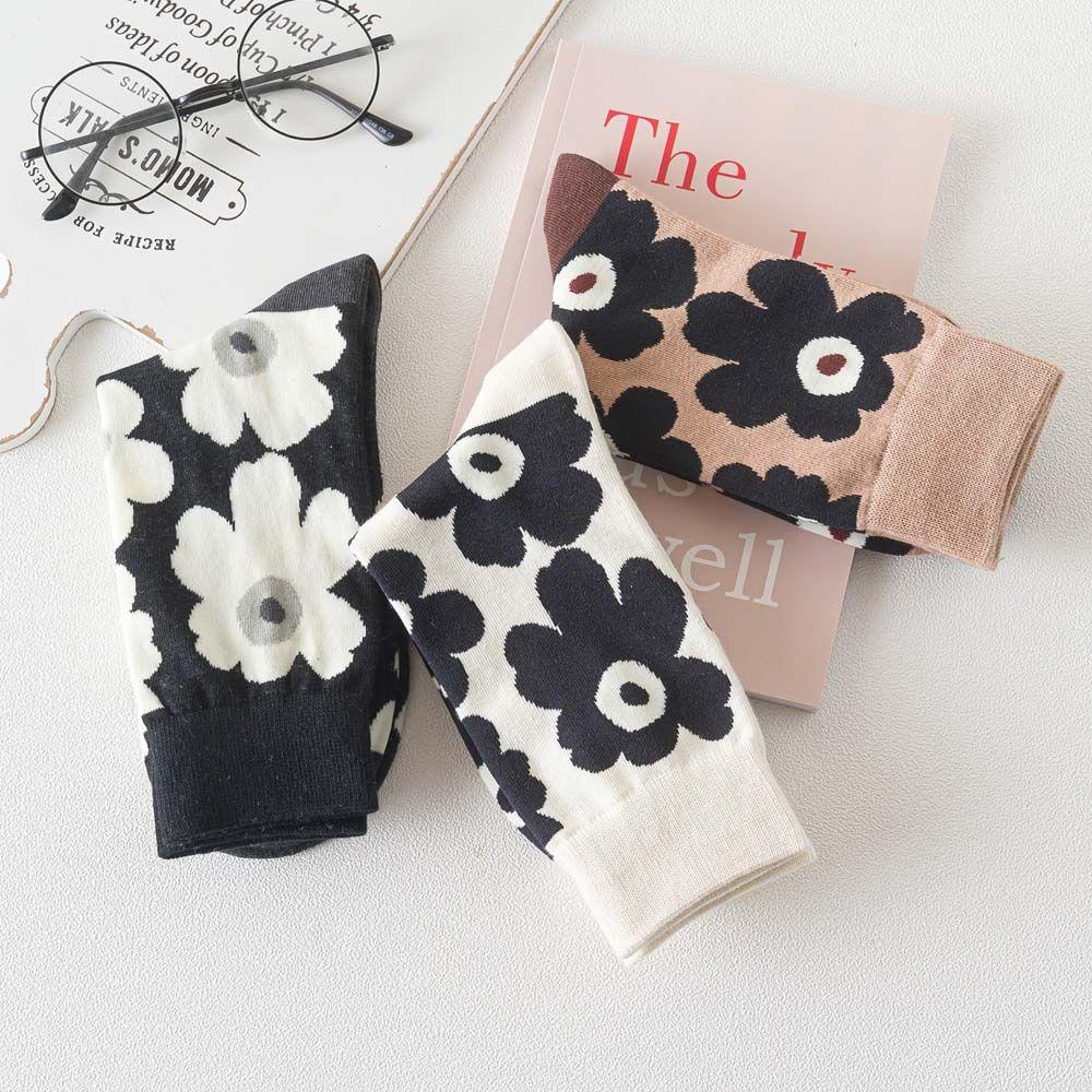 Vớ Cotton Thoáng Khí Thoải Mái Họa Tiết Hoa Lớn Phong Cách Harajuku Hàn Quốc Cho Nữ