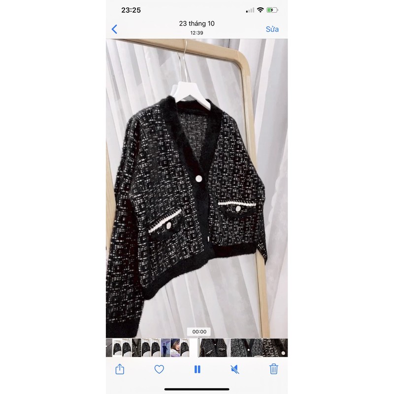 Cardigan lông thỏ babi (đen/trắng) | BigBuy360 - bigbuy360.vn