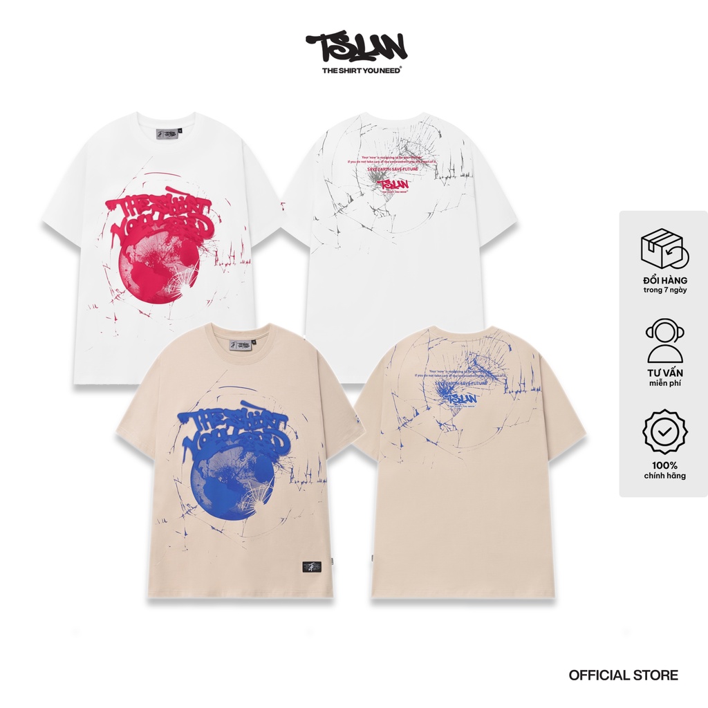 Áo Thun TSUN BrokenEarth - In Kéo Lụa - [UNISEX] - 2 Màu - Thêu Logo Tay Áo