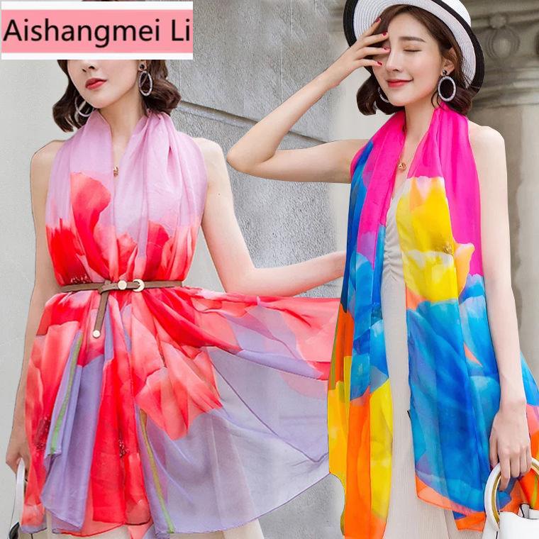 [Trang Sức Đẹp] [Khăn Choàng Lụa Voan Siêu Lớn] Khăn Choàng Lụa Chiffon Phiên Bản Hàn Quốc Dùng Đi Biển Mùa Xuân Thu Đi Biển Chống Nắng Phù Hợp Cho Nữ Đi Biển