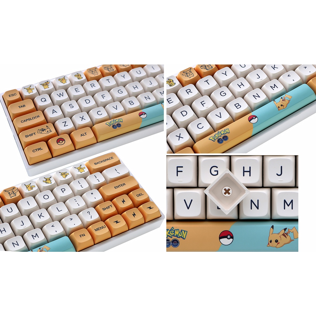 MK Pikachu Keycaps, 139 phím PBT Keycaps XDA Cấu hình DYE-SUB Cá nhân hóa GMK Keycaps cho bàn phím cơh Cho Bàn Phím Cơ