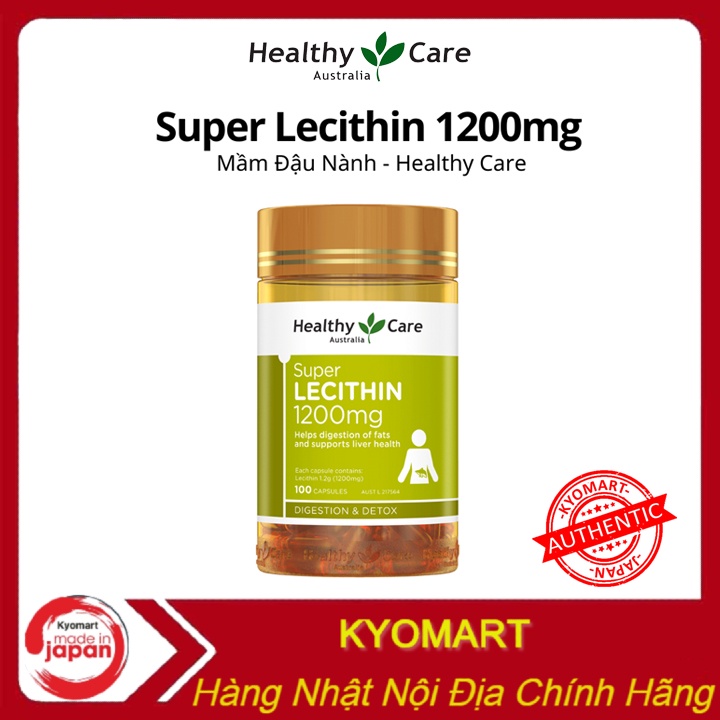 Mầm đậu nành Healthy Care Super Lecithin 1200mg của Úc 100 viên - Đẹp da, đào thải độc tố gan, cân bằng nội tiết tố