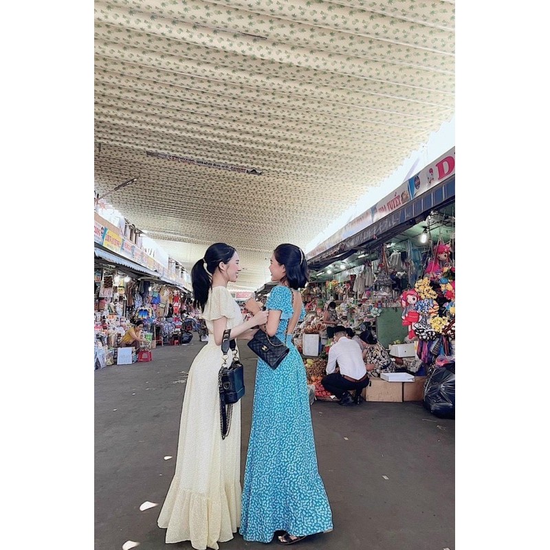 Đầm maxi đi du lịch biển, Đầm maxi hở lưng dự tiệc dáng xoè cao cấp | BigBuy360 - bigbuy360.vn