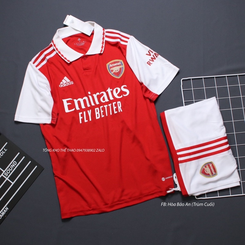 Bộ quần áo đá banh CLB Arsenal 2023 có cổ màu đỏ hàng cao cấp