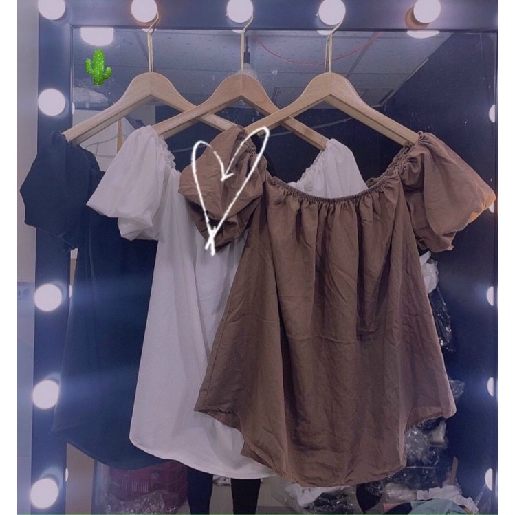 Áo bẹt vai tay ngắn phồng phôm suông PC2022 alohashop91