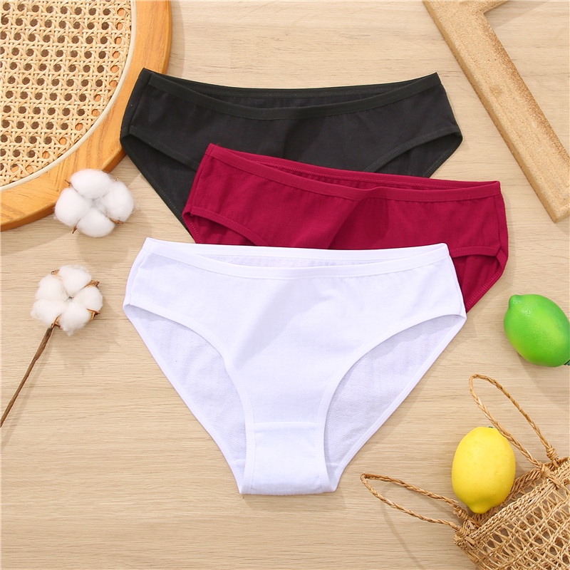 Cute Byte Bộ 3 Quần Lót Cotton Lưng Thấp Thoải Mái Dễ Thương Cho Nữ