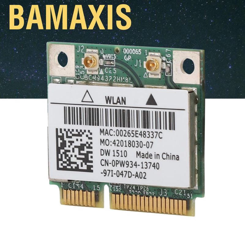 Card Mạng Không Dây Bamaxis 2.4g/5ghz Bcm94322Hm8L Dw1510 300mbps Mini Pci-E Cho Máy Laptop