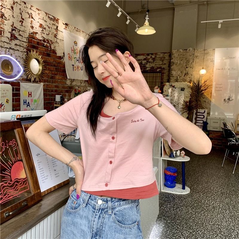 áo croptop NgắN Tay MàU HồNg Xinh XắN Cho Nữ 2022 Áo thun JL-TX-165