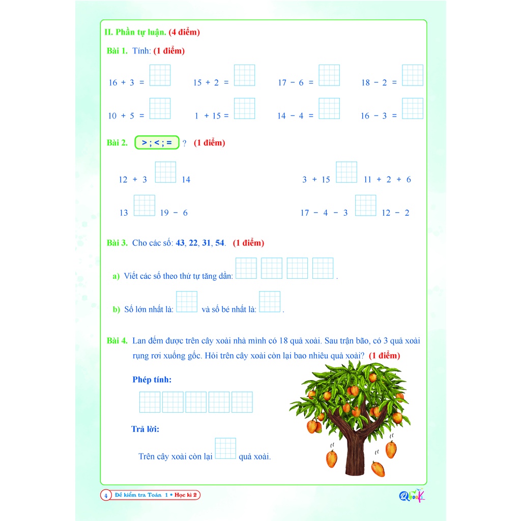 Sách -  - Đề kiểm tra toán 1 học kì 2