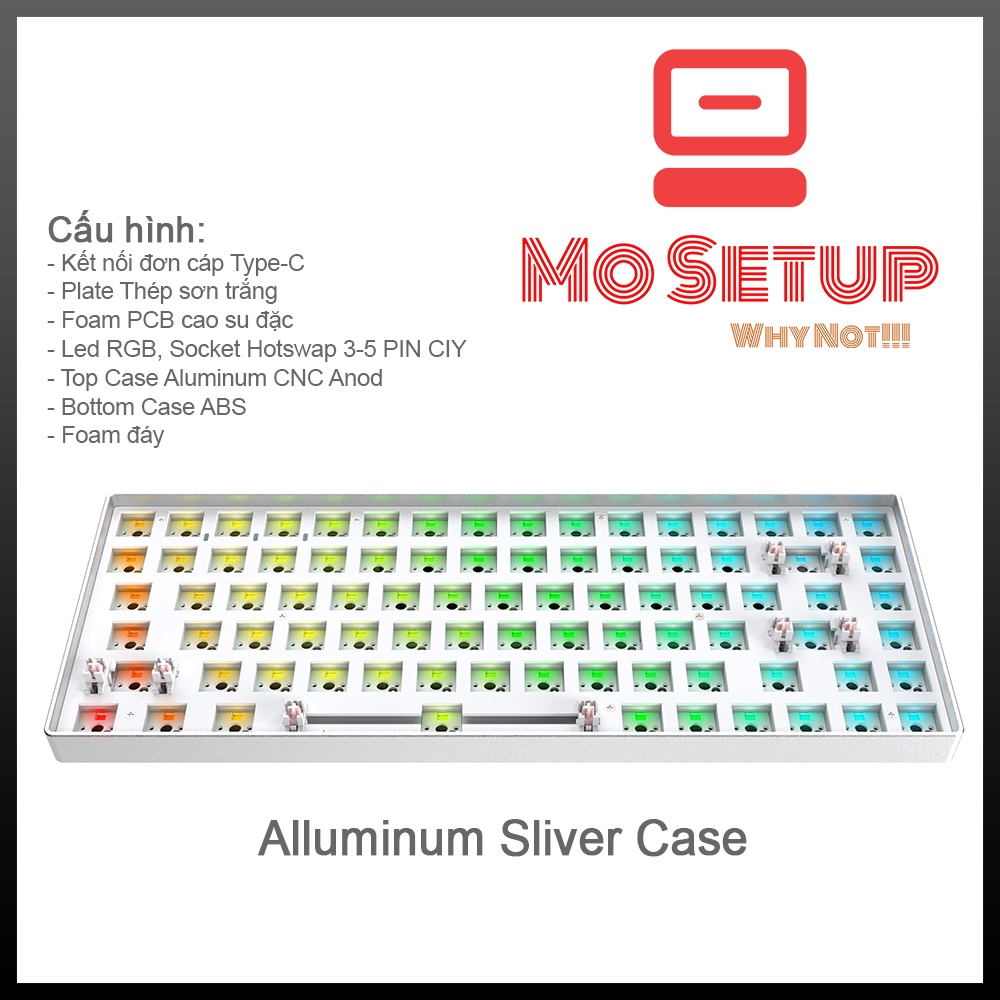 KIT Bàn phím cơ Case Aluminum GK84- TESTER84 DIY - Layout 84 chưa bao gồm Switch và Keycap ko
