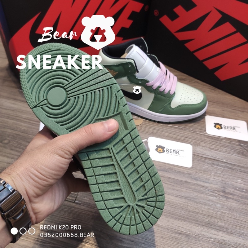 [Bear.sneaker] Giày JD1 xanh lá cao Mid green bản một một