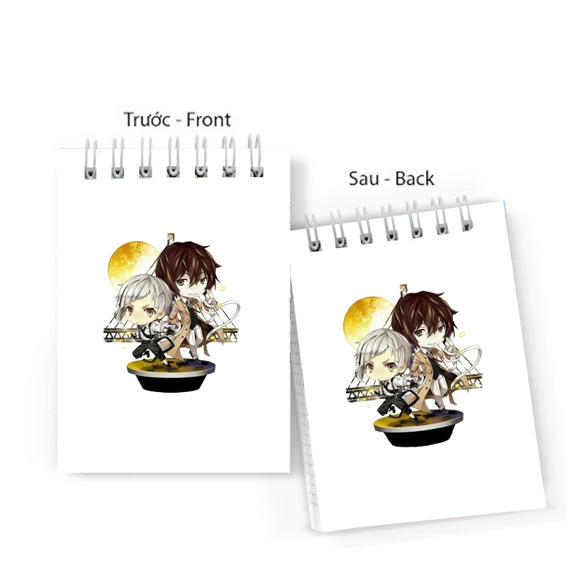 Sổ tay in hình Bungou Stray Dogs lò xo 6x10 ghi chú tiện lợi học tập xinh xắn anime chibi