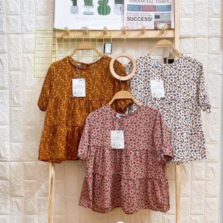 Áo babydoll hoa nhí vintage 9màu ảnh thật