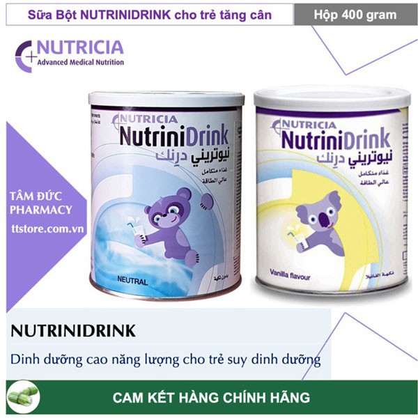 Sữa bột Nutricia Nutrinidrink 400gram sữa cao năng lượng giúp bé tăng cân trong 28 ngày