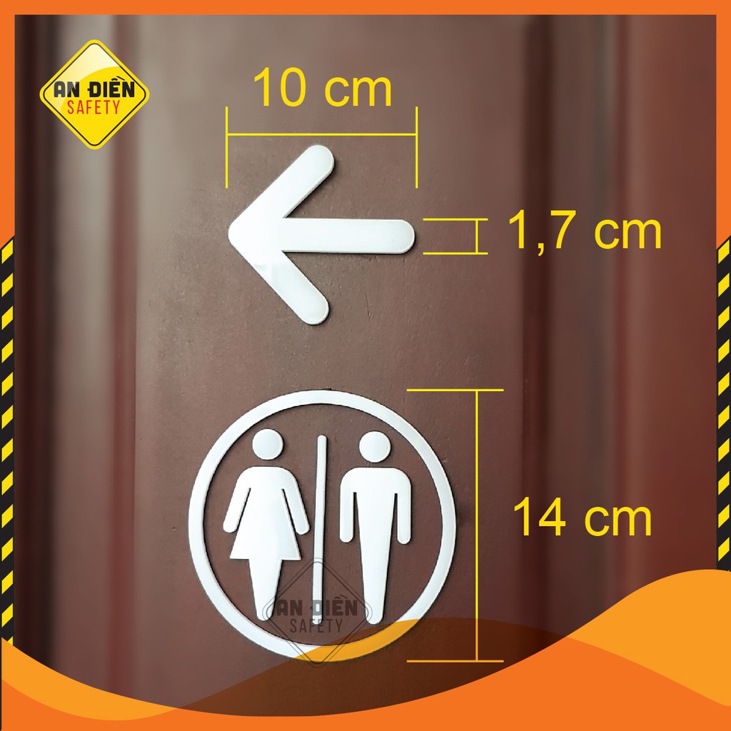 Bộ mica cao cấp phòng vệ sinh WC Nam Nữ, kèm 2 mũi tên chỉ dẫn