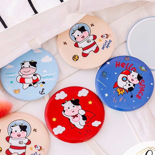 Gương mini đáng yêu Hàn Quốc bỏ túi - Gương tròn soi nhỏ cầm tay di động họa tiết xinh xắn