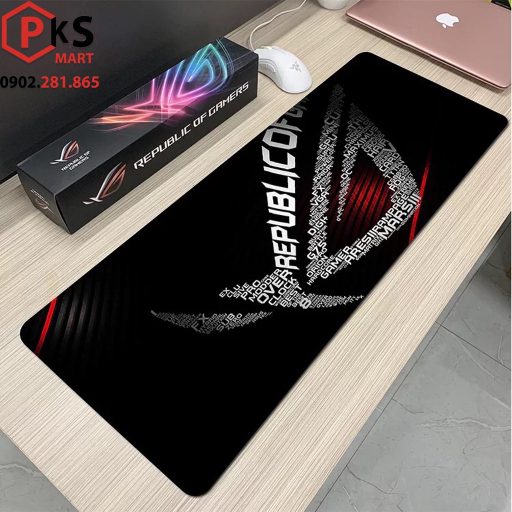 Lót chuột cỡ lớn, pad chuột 80x40x0,2cm asus rog cao cấp đế cao su chống trơn trượt, bo viền chắc chắn