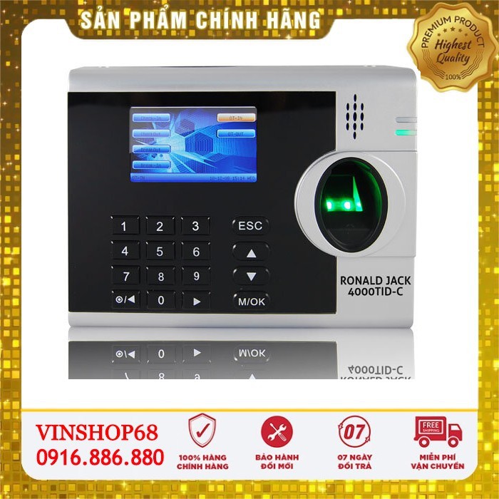 Vinshop68 MÁY CHẤM CÔNG VÂN TAY + THẺ CẢM ỨNG RONALD JACK 4000TID-C