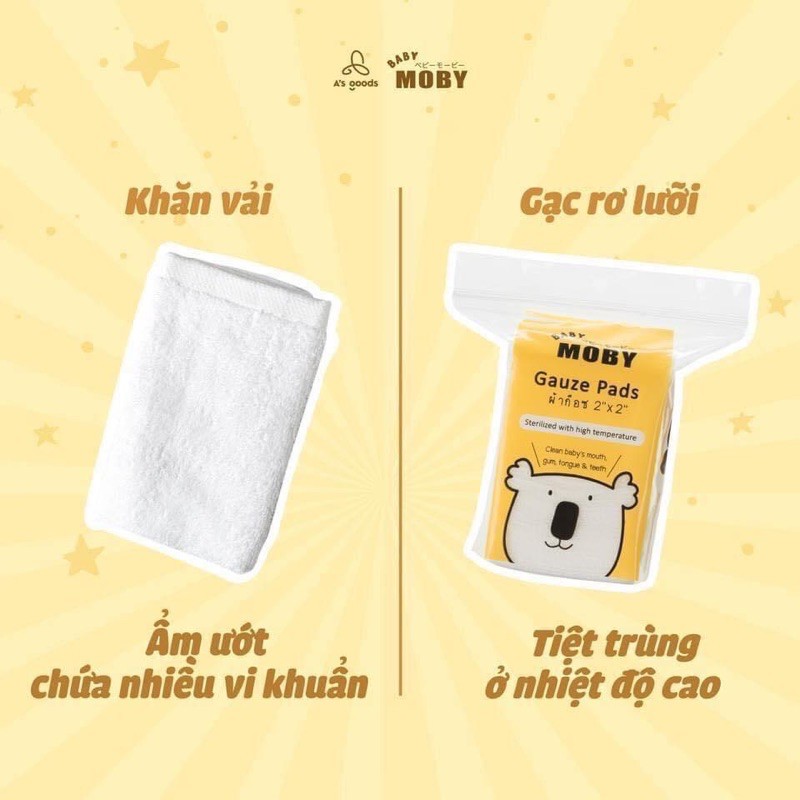 Gạc rơ lưỡi Moby cho bé hộp 50 miếng
