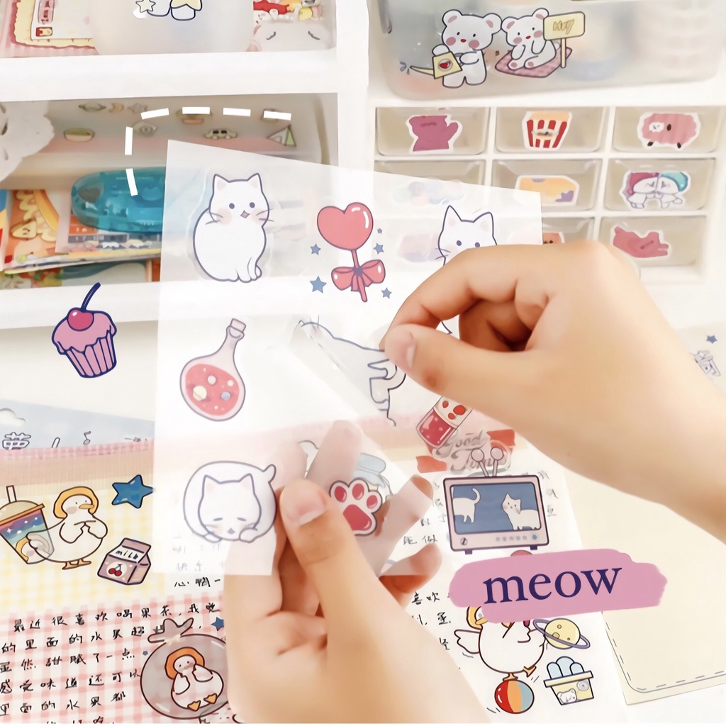 Mua Sticker động vật thỏ, vịt, mèo, gấu siêu cute dễ thương trang trí ...