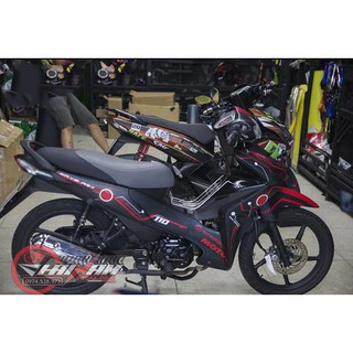 Tem trùm xe máy Wave Rsx đen chỉ đỏ