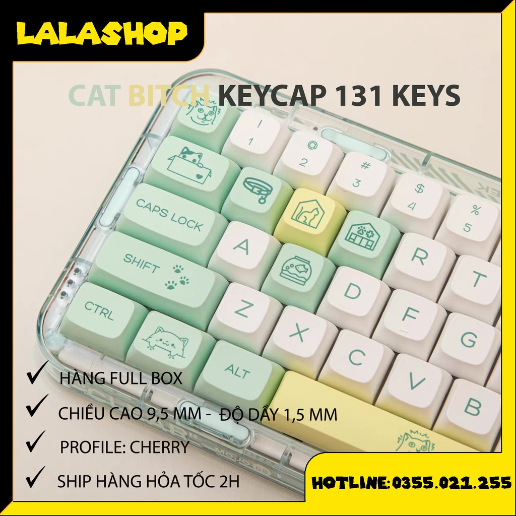 Bộ Nút Cho Bàn Phím Bằng Nhựa PBT XDA CAT BITCH 131 PHÍM