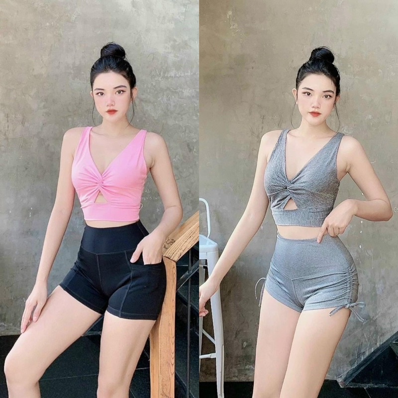 Áo bra Croptop xoắn ngực tập gym yoga