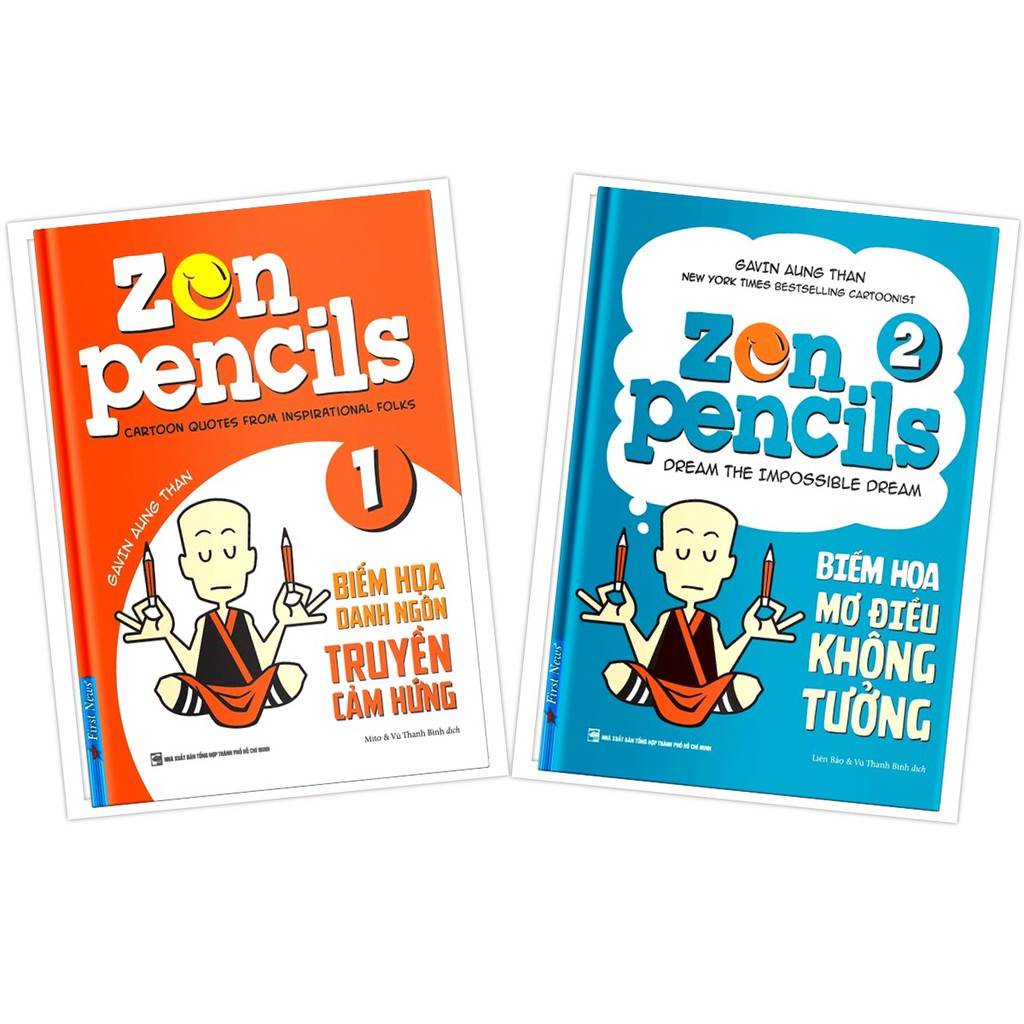 Sách - Combo Zen Pencils tập 1 (47657) + Zen Pencils tập 2 (47664) - FirstNews Tặng Kèm Bookmark