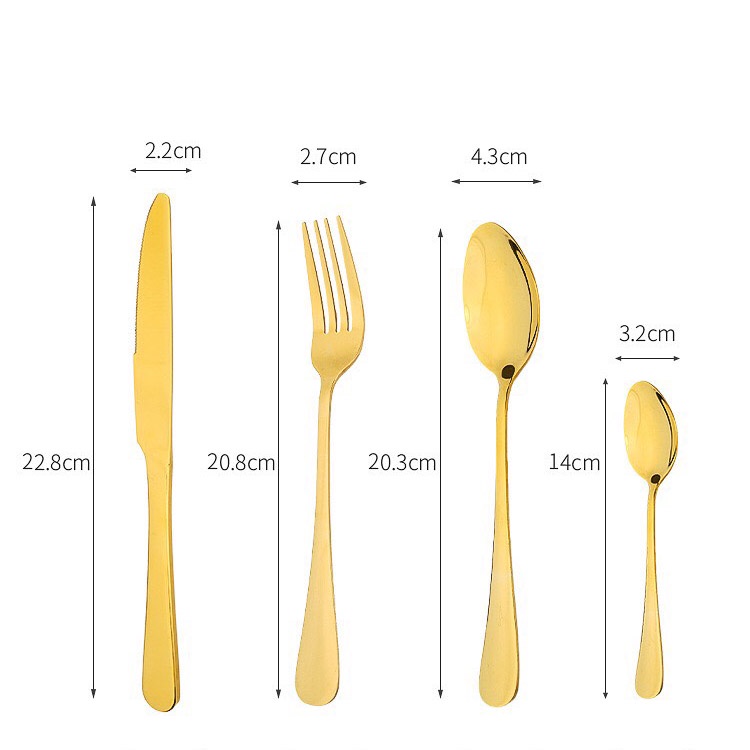 Bộ thìa, dĩa, dao, 25 món có giá treo inox vàng  dụng cụ ăn đồ Tây