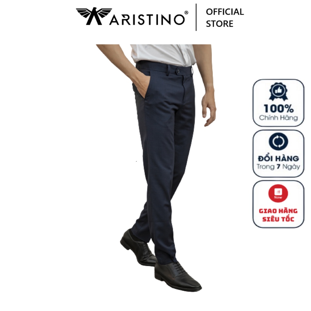 Quần Tây Nam Aristino ATR05009 Quần Âu Nam Màu Xanh Tím Than Dáng Slim Fit Vải Polyester