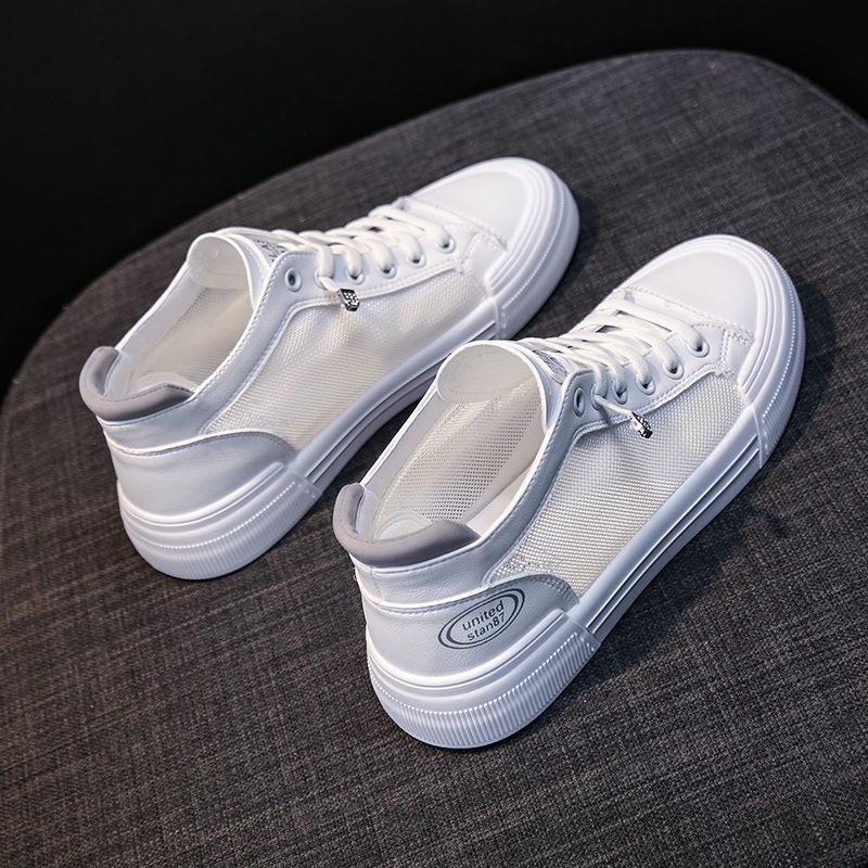 Giày Thể Thao Cổ Cao Màu Trắng Thoáng Khí Phong Cách Hàn Quốc Thời Trang Mùa Hè Mới Size s 2022