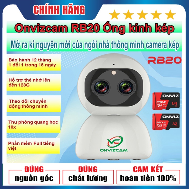 Camera không dây ONVIZCAM RB20 / CC2023 - camera full HD 1080P- xoay 360° Nhìn biển số, siêu Zoom camera carecam