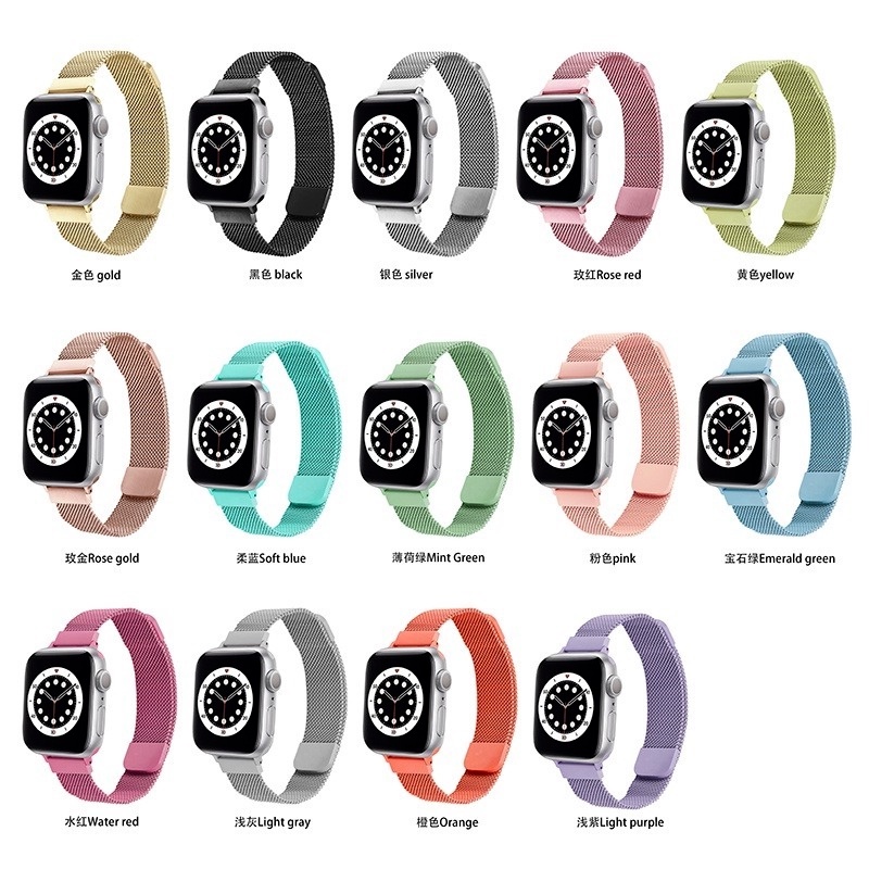 Dây đeo đồng hồ bằng thép không gỉ mỏng có nam châm thích hợp cho Apple Watch 40mm 44mm 38mm 42mm 3 4 5 6 Se