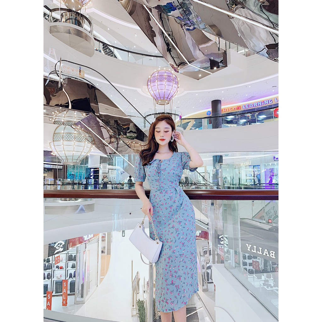 Đầm dự tiệc hoa liti cột nơ siêu dễ thương - sáng da thích hợp đi chơi, đi tiệc đi dạo phố - Thời trang VADA (Đ231) | BigBuy360 - bigbuy360.vn