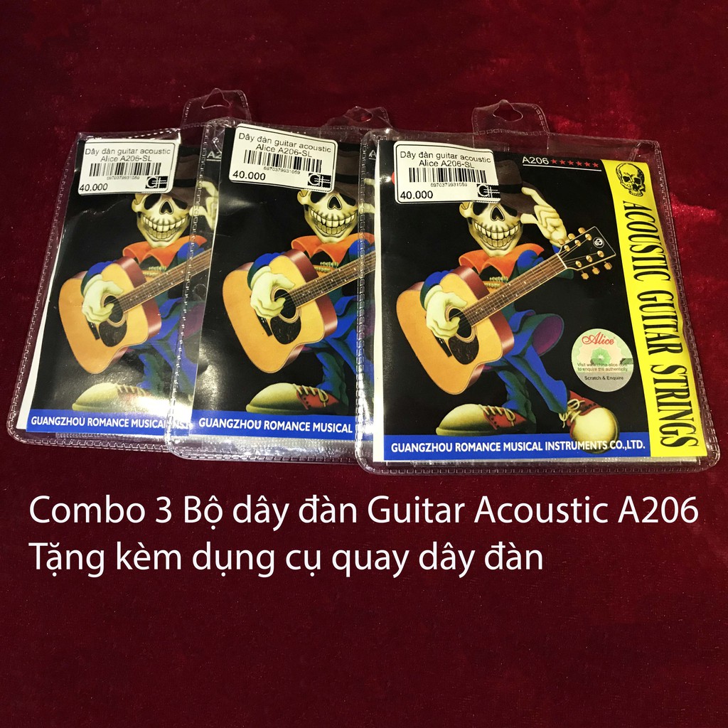 (Mua 3 BỘ TẶNG KÈM DỤNG CỤ QUAY DÂY ĐÀN) Dây đàn guitar acoustic Alice A206,Mua 2 bộ The Rose RX-A50 tặng quay dây