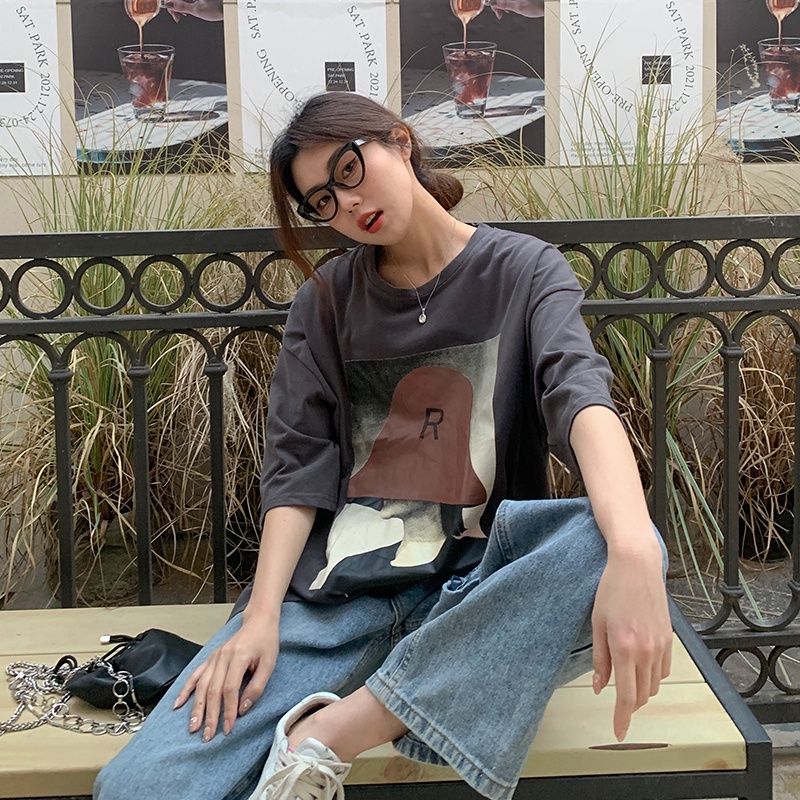 SUXI Áo thun cotton ngắn tay cổ tròn thời trang hè cho nữ