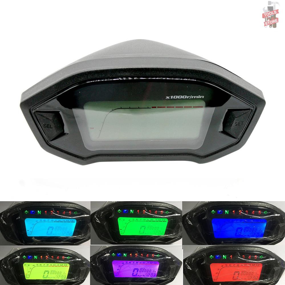 Đồng hồ đo tốc độ xe máy màn hình LCD đèn nền 7 màu 10-15V