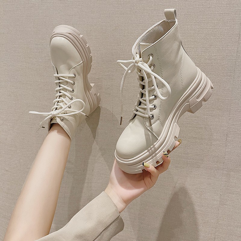 Bốt Martin IELGY mũi tròn màu đen đế dày thời trang Anh quốc cho nữ | BigBuy360 - bigbuy360.vn