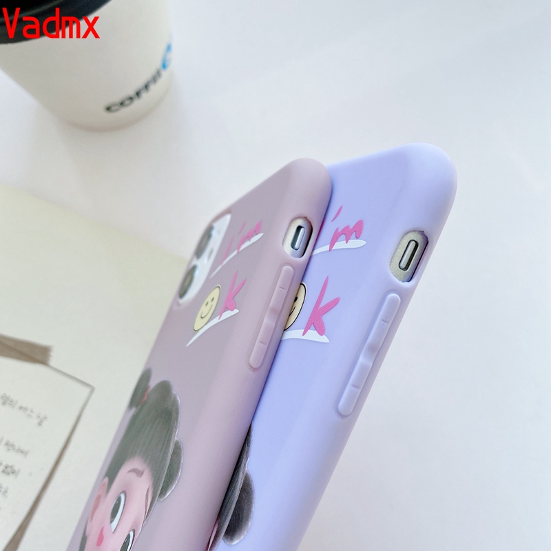 Ốp điện thoại TPU mềm họa tiết bé gái hoạt hình đáng yêu cho iPhone 11 Pro Xs Max XR Xs X 8 7 6s 6 Plus