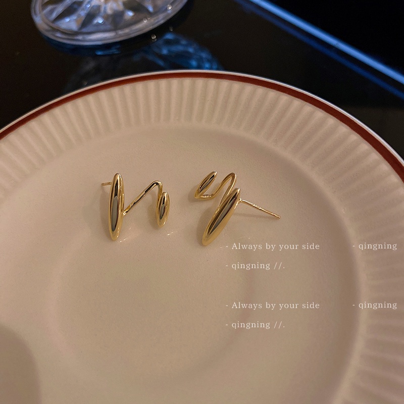 Khuyên tai DREJEW 2 hình chữ Z mạ vàng/ bạc phong cách Hàn Quốc độc đáo thời trang cho nữ