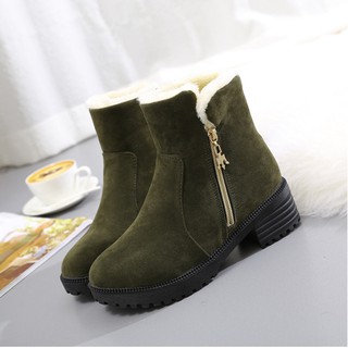 Boots lông khóa kéo