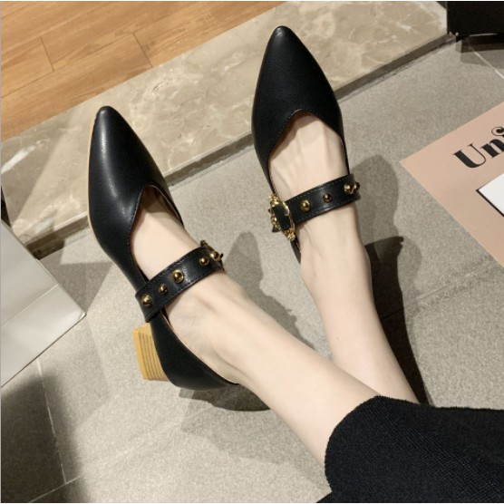 [SẴN] Giày búp bê đế giả gỗ quai ngang bản to phong cách vintage G042 | BigBuy360 - bigbuy360.vn