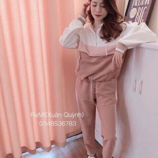 Bộ nữ đũi xước phối màu
