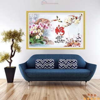 Tranh đính đá LV175 (75cm x 50cm), tranh thêu chữ thập chữ nhẫn LV3336 DV6654 (63cm x 43cm)