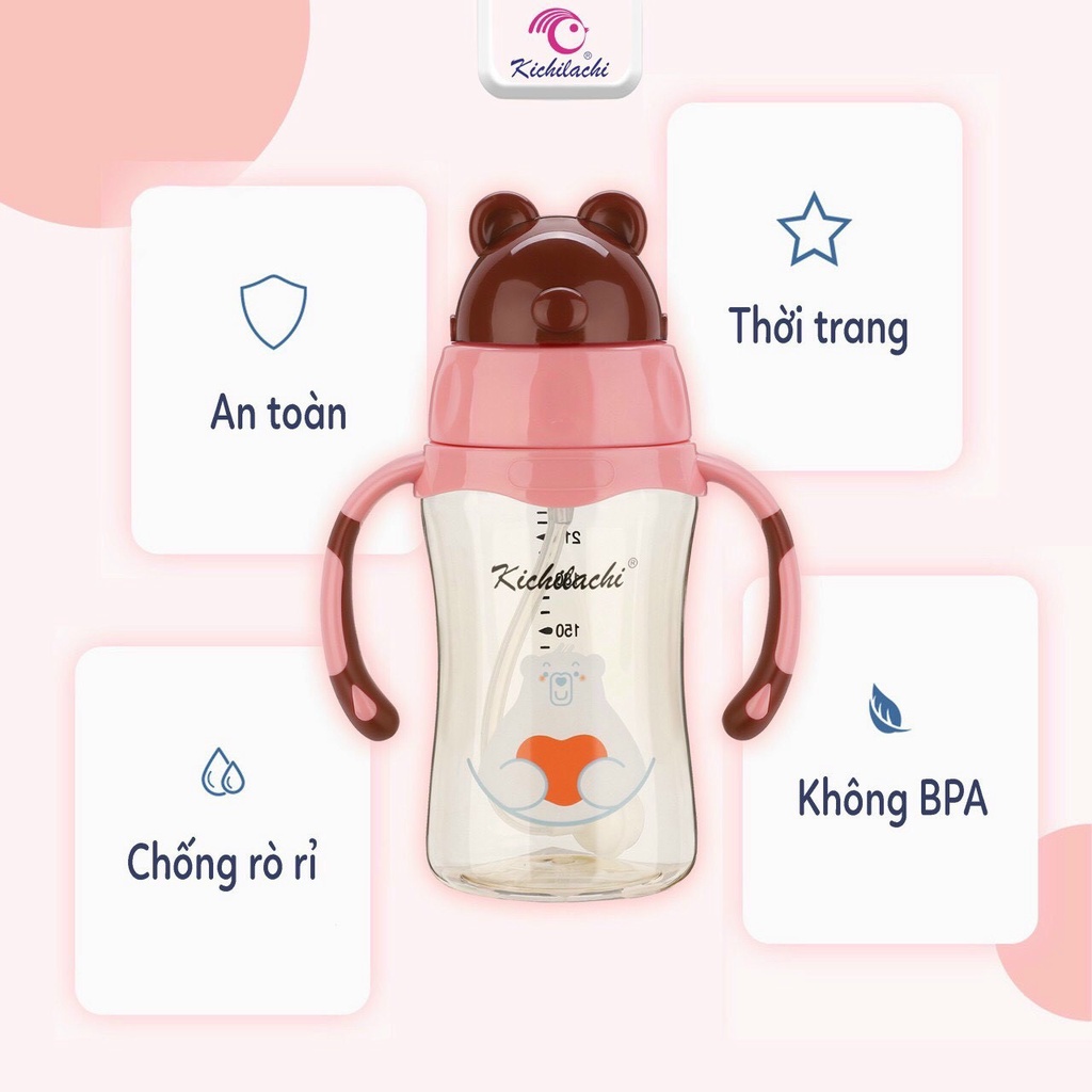 Bình uống nước ống hút Trittan Kichi 240ML 2in1