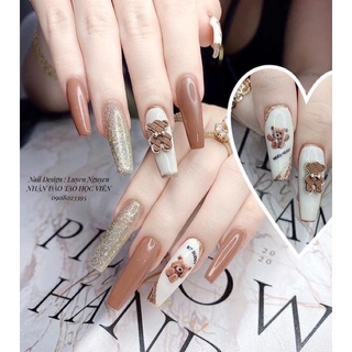 Phụ kiện charm gấu lụa nail nhiều màu